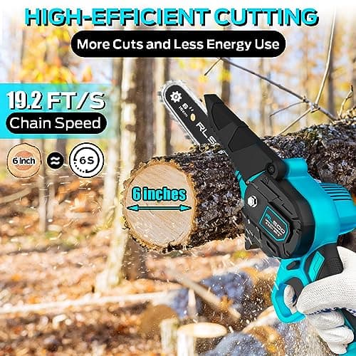 2 Battery Cordless Mini Chainsaw for Tree Trimming & Wood Cutting