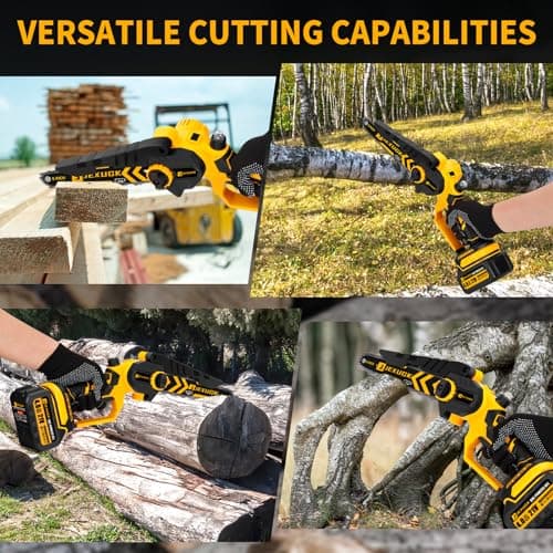 8" & 6" Brushless Mini Chainsaw, Cordless Wood Cutter with 2 x 4.0Ah Battery
