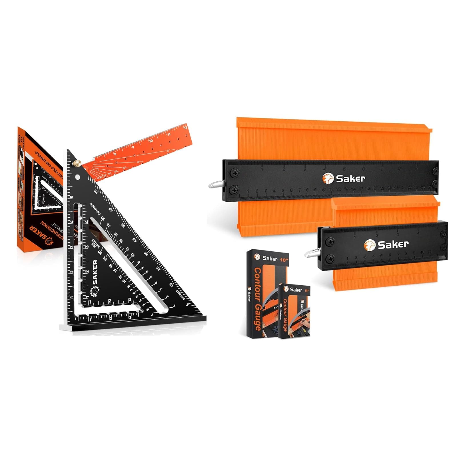 Saker 10" & 5" Contour Gauges + 12" Folding Square