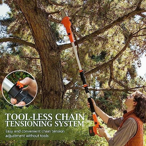 Ukoke 40V 8-Inch Cordless Pole Saw with 2.0Ah Battery & Charger - Easy Tree Trimming!