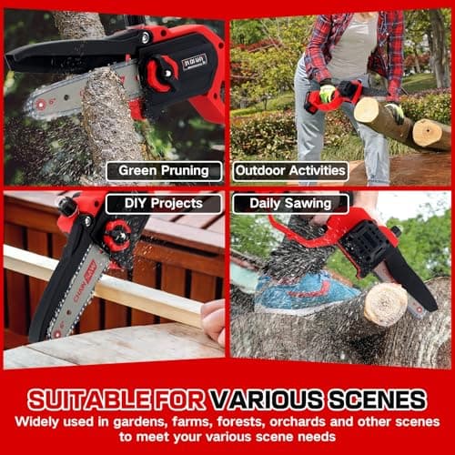 Cordless 6 Inch Electric Mini Chainsaw, Battery Powered Saw for Wood/Trees, Gift for Men Dad Husband