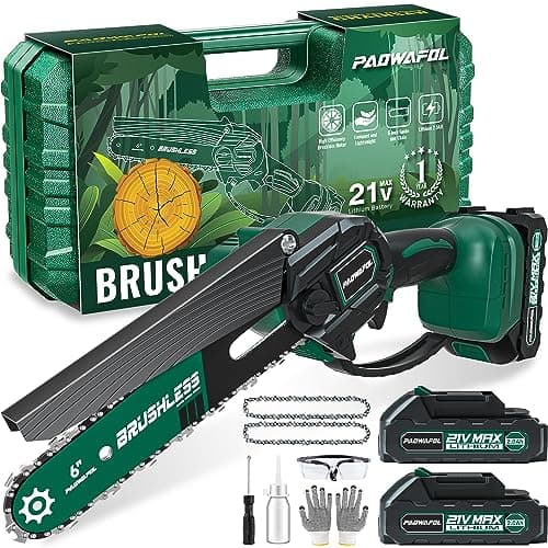 Cordless 6 Inch Mini Chainsaw with Automatic Oiler & 2PCS 21V Battery
