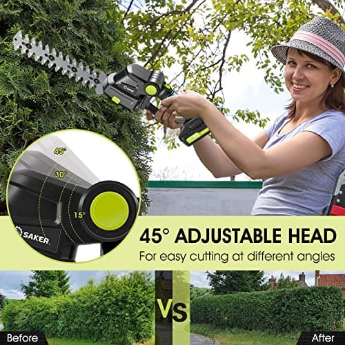 Saker 20V Cordless Hedge Trimmer - Grass Shears with 2PCS Battery & Charger