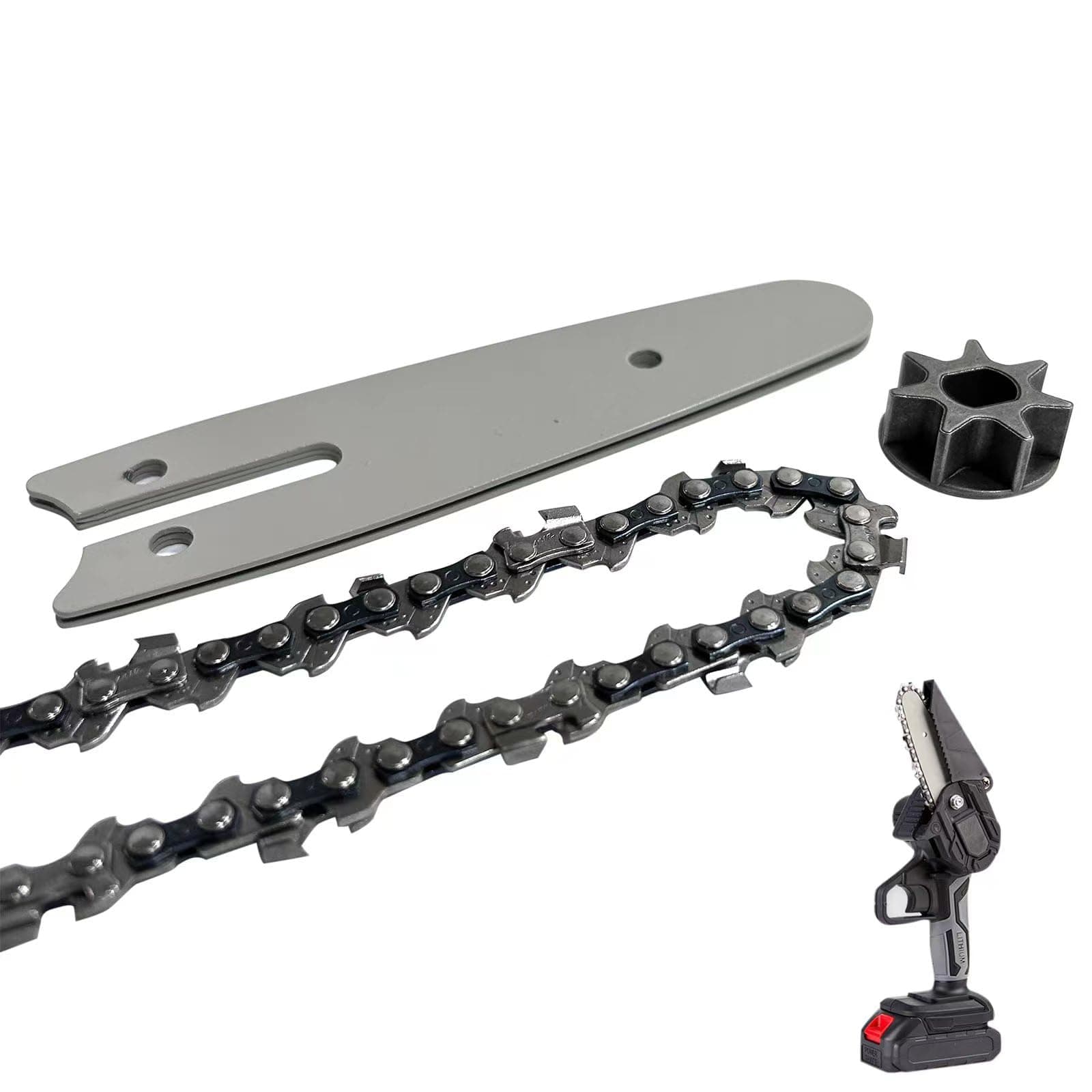4-Inch Mini Chain & Guide Bar Combo, Rechargeable Electric Chainsaw Parts
