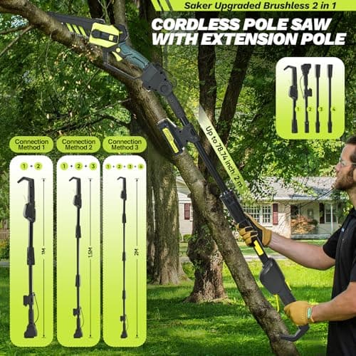 Saker 78.74 Inch Max Reach Tree Trimmer Pole Saw for Professional Arborists and Landscapers
| Saker Brushless Electric Pole Saw Battery Powered Mini Chainsaw 6 Inch Trimmer Review
| Saker Professional 2-IN-1 Pole Chainsaw 6 Inch Chainsaw Battery Pow