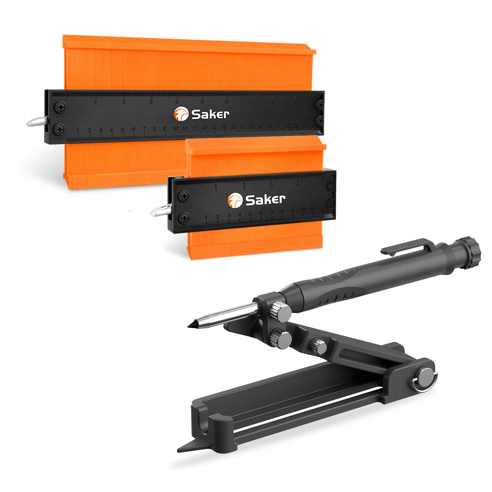 Saker 10" + 5" Inch Contour Duplication Gauge & Scribing Tool (ORANGE)