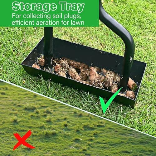 YOFIT 3-in-1 Manual Lawn Aerator with Spikes and Soil Tray