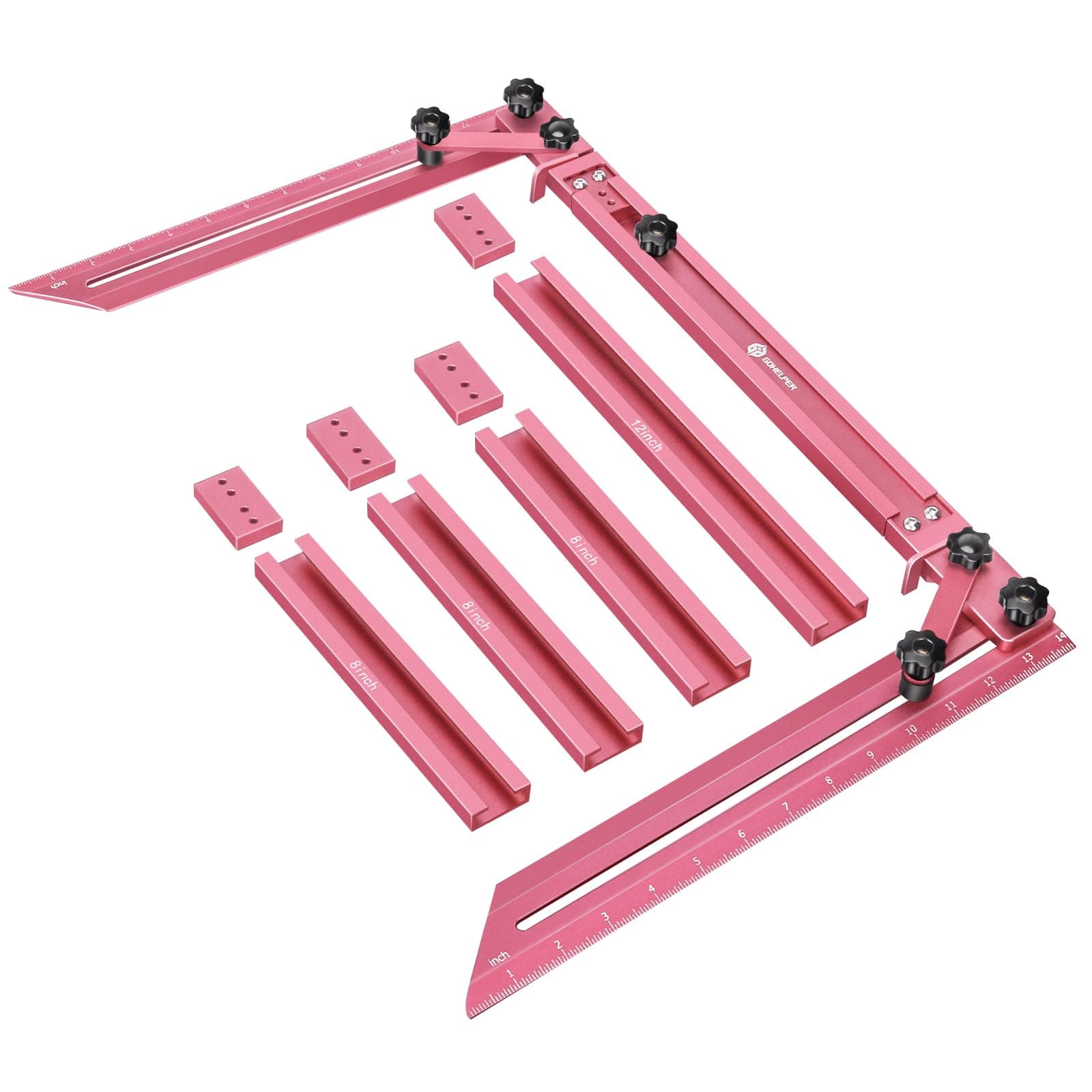 Stair Tread Template Tool with Angled Brace & Flip-Stop, 16.7" to 62.6" Adjustable Length