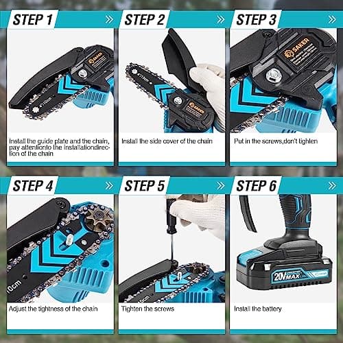 Saker Mini Chainsaw: 4" Portable Cordless Bar, 2025 Upgrade for Trees, Courtyard & Gardens