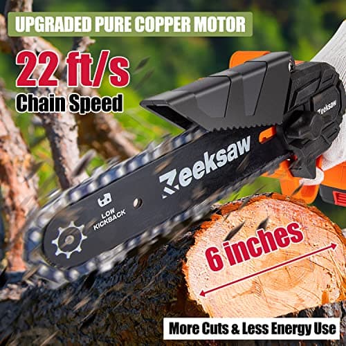 Cordless 6 Inch Mini Chainsaw, 2x Battery Power - Garden & Yard Tool