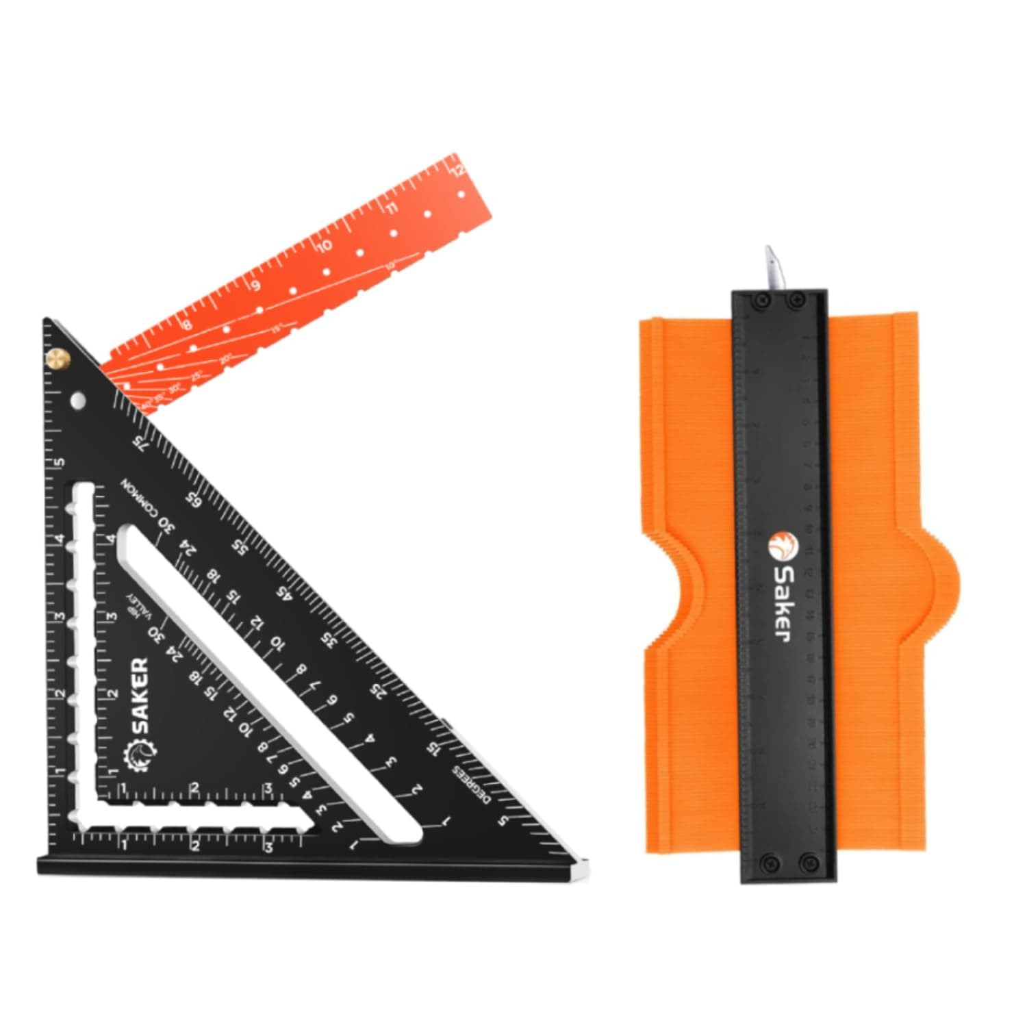 Saker Folding Square 12 inch and Contour Gauge (5 Inch) Profile Tool