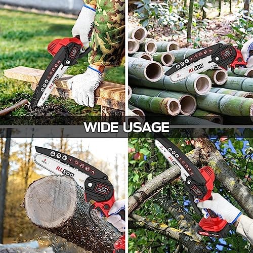 2024 Upgraded 6-Inch Cordless Mini Chainsaw for Wood Cutting (Includes 2 Batteries)