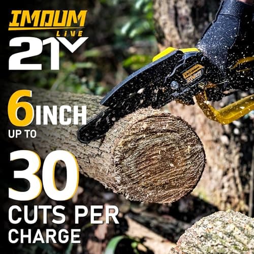 IMOUMLIVE 6-Inch Cordless Mini Chainsaw, 2.0Ah Battery, Portable for Tree Trimming and Branch Pruning