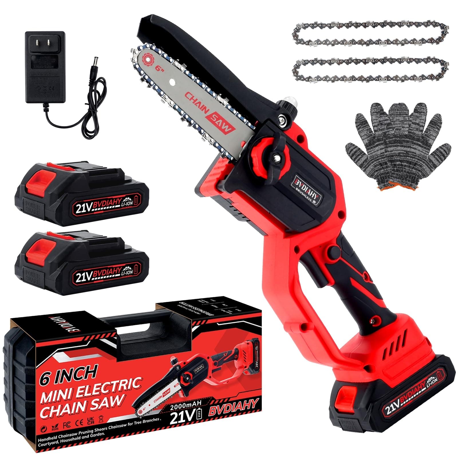 Cordless 6 Inch Electric Mini Chainsaw, Battery Powered Saw for Wood/Trees, Gift for Men Dad Husband