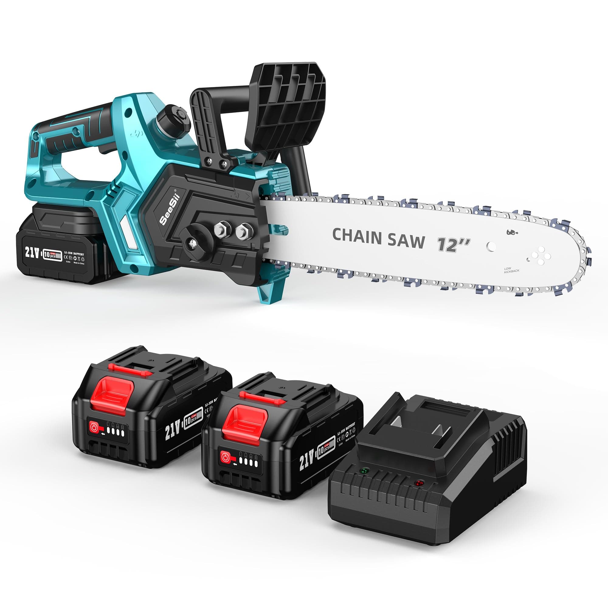 Cordless 12-inch Battery Chainsaw for Trees Wood Cutting