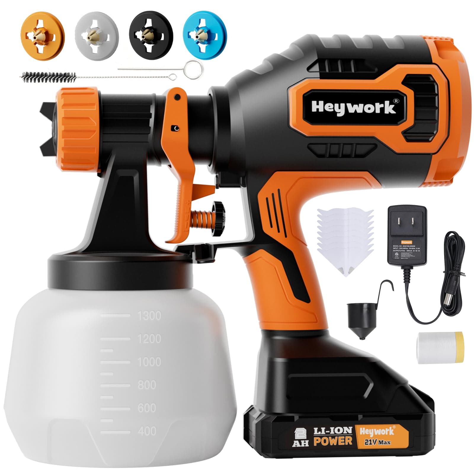 21V Cordless Paint Sprayer with 3 Modes & 4 Nozzles for House Painting