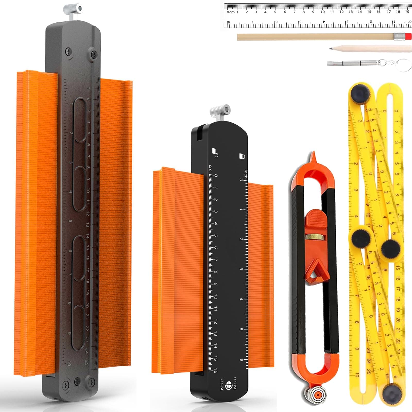 Contour Gauge Lock, 10" & 6" Widen Tool Set for Woodworking, Men Dad Gifts