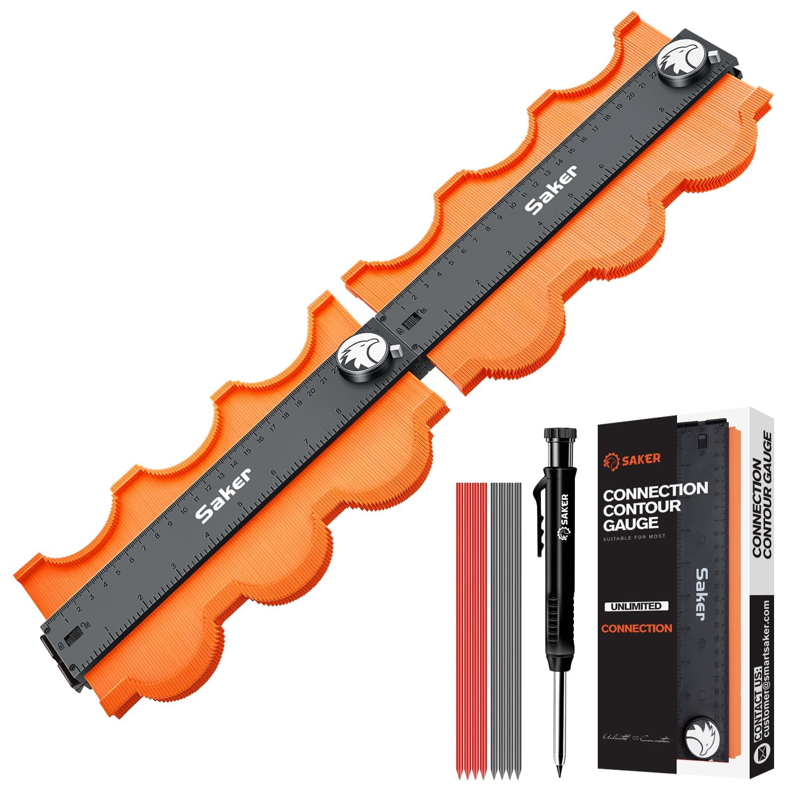 Saker Contour Gauge Profile Tool Combo Pack- Deep Hole Pencil & Irregular Shape Duplicator