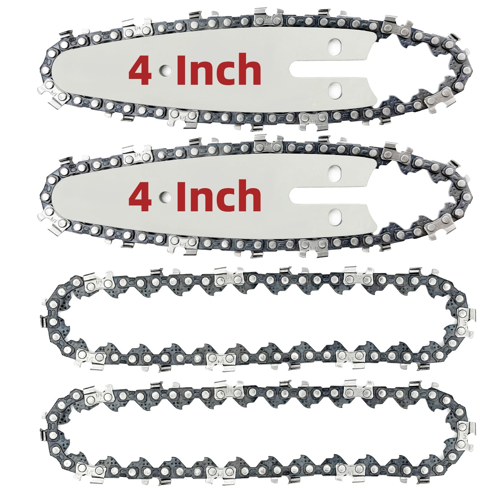4 Inch Mini Chainsaw Chain and Bar Set for Cordless Pruner [4Chains + 2Bars]