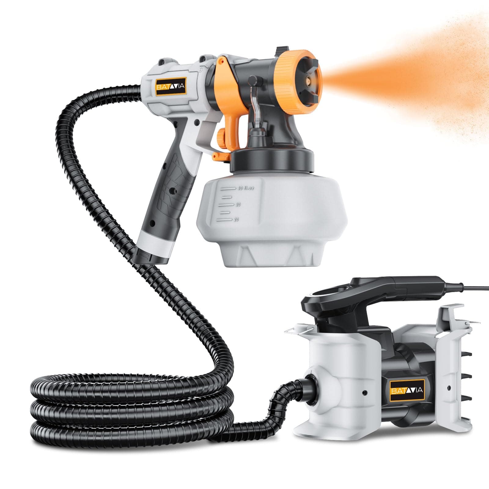 Batakia 700W HVLP Paint Sprayer, 6FT Air Hose, 4 Nozzles, 3 Patterns
