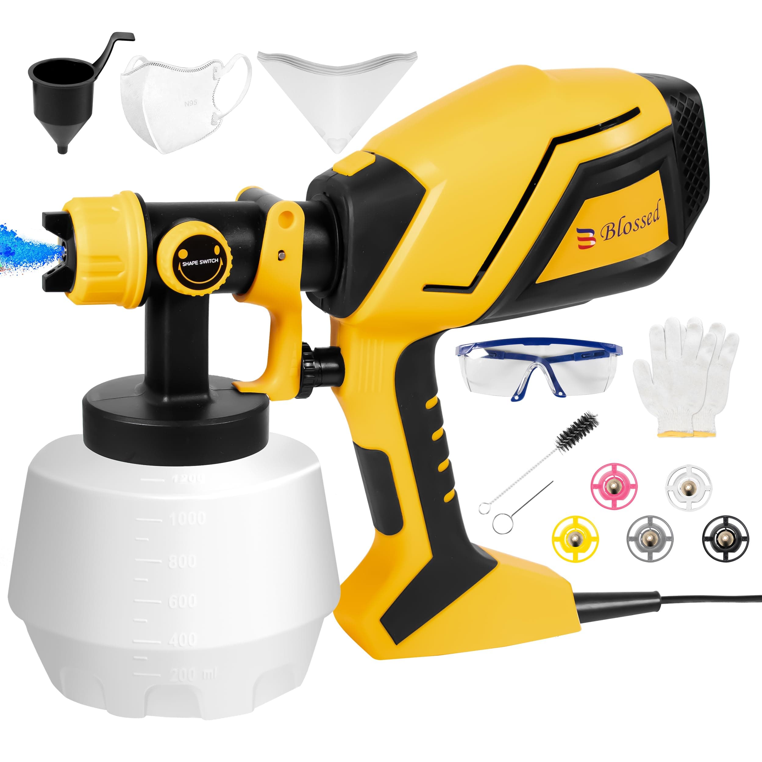 High-Volume Low-Pressure (HVLP) 700 W Airless Paint Sprayer with 5 Copper Nozzles for House and Furniture Painting