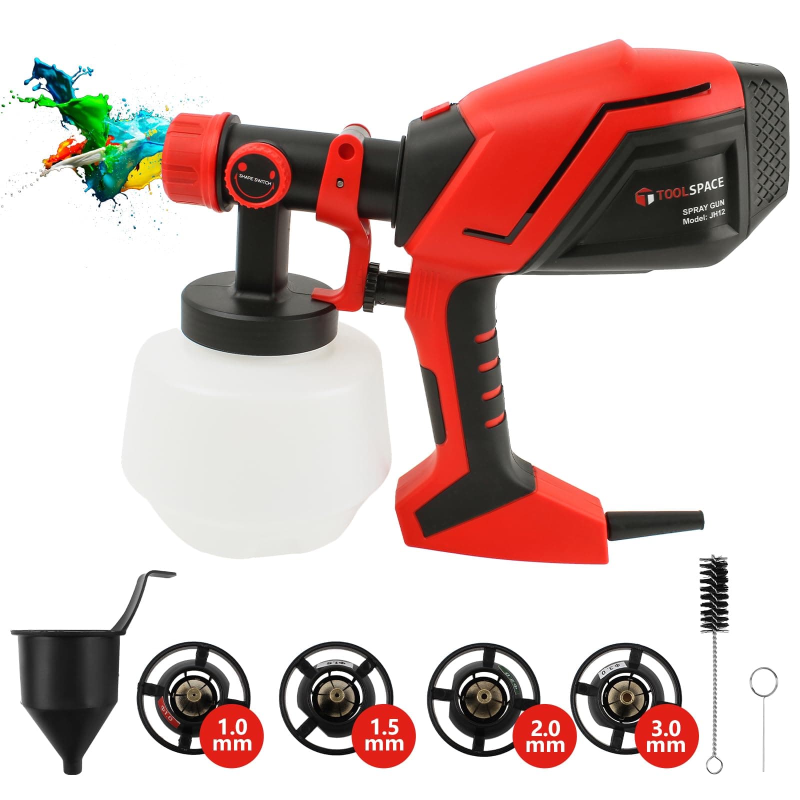 TOOLSPACE Paint Sprayer with 4 Nozzles & 3 Patterns for Home Use