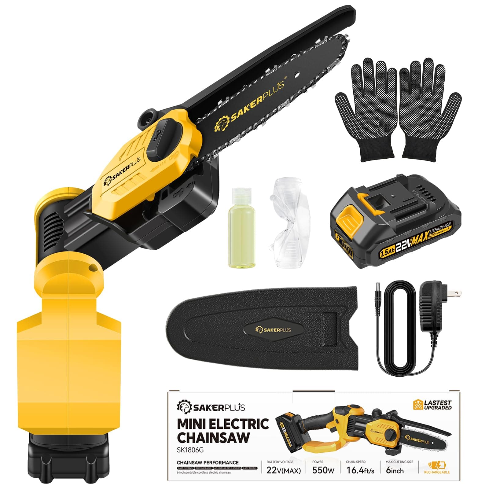 6 Inch Mini Chainsaw, Portable Electric Cordless Chainsaw for Gardens, Carpentry, and Tree Branches