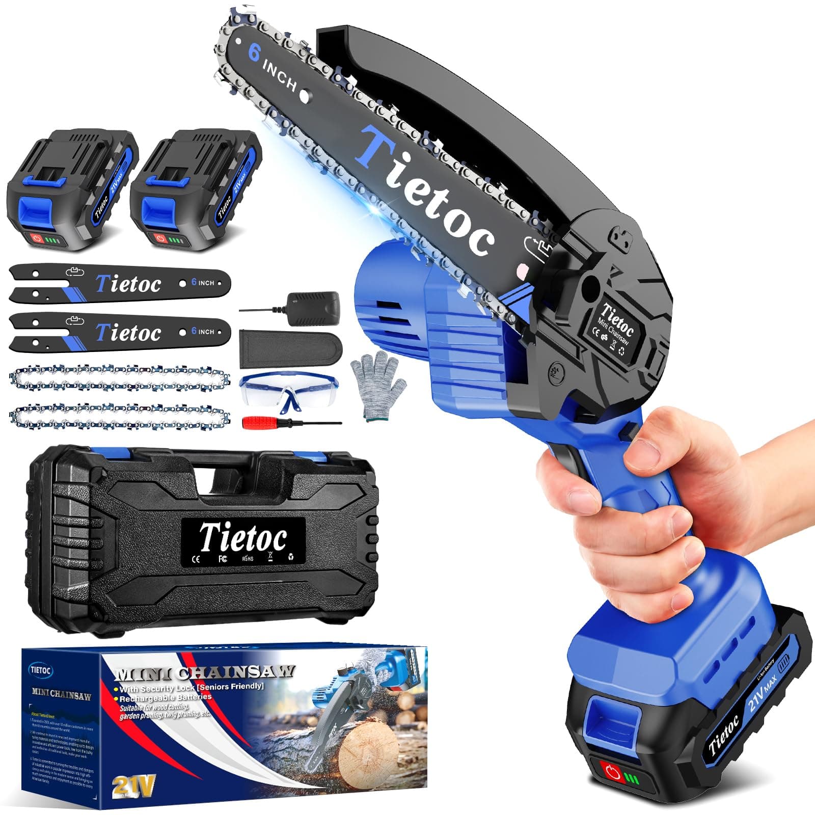 tietoc 6 Inch Cordless Electric Chainsaw - Portable & Easy to Use	for Men, Dad & Husband Gifts