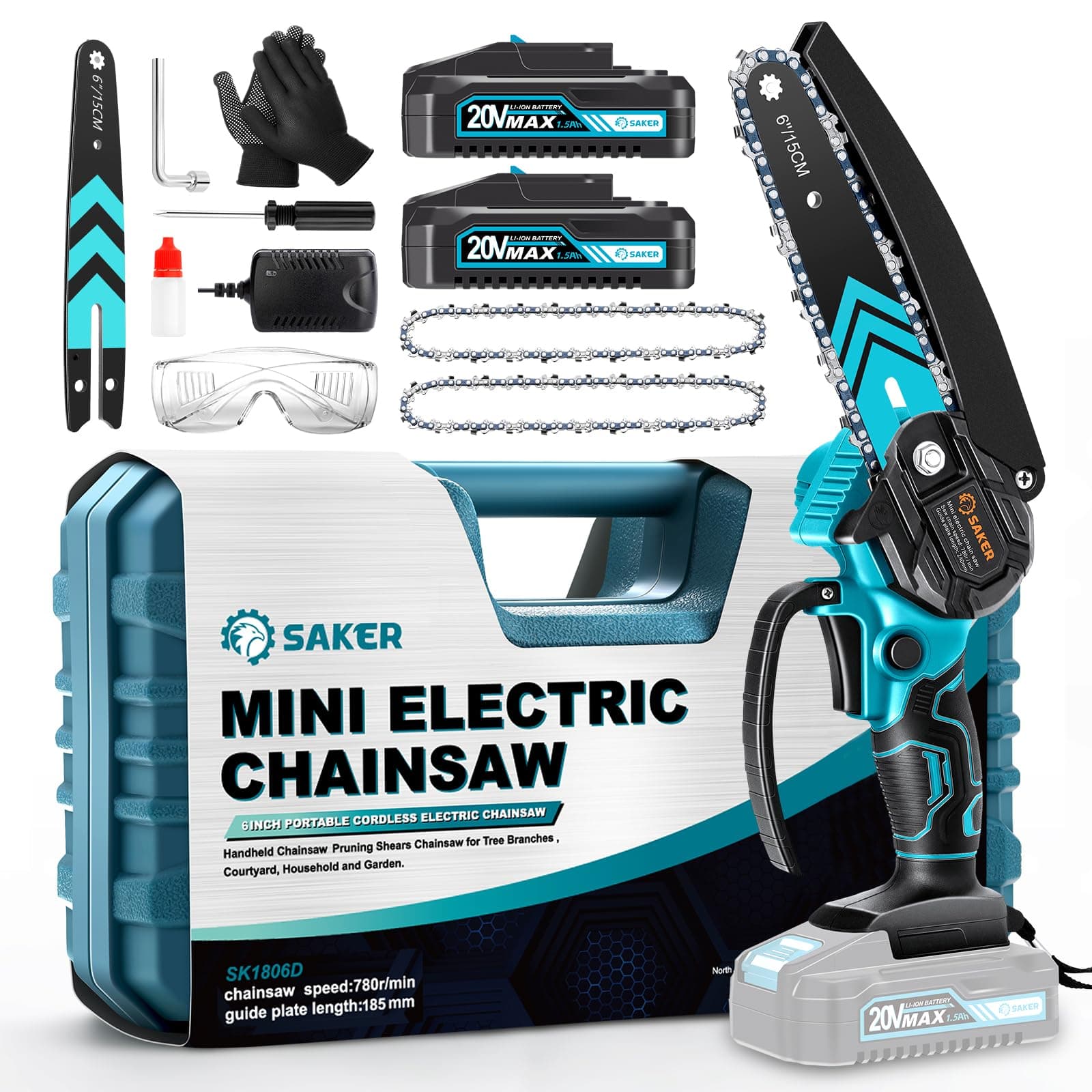 Saker 6 Inch Portable Cordless Electric Chainsaw