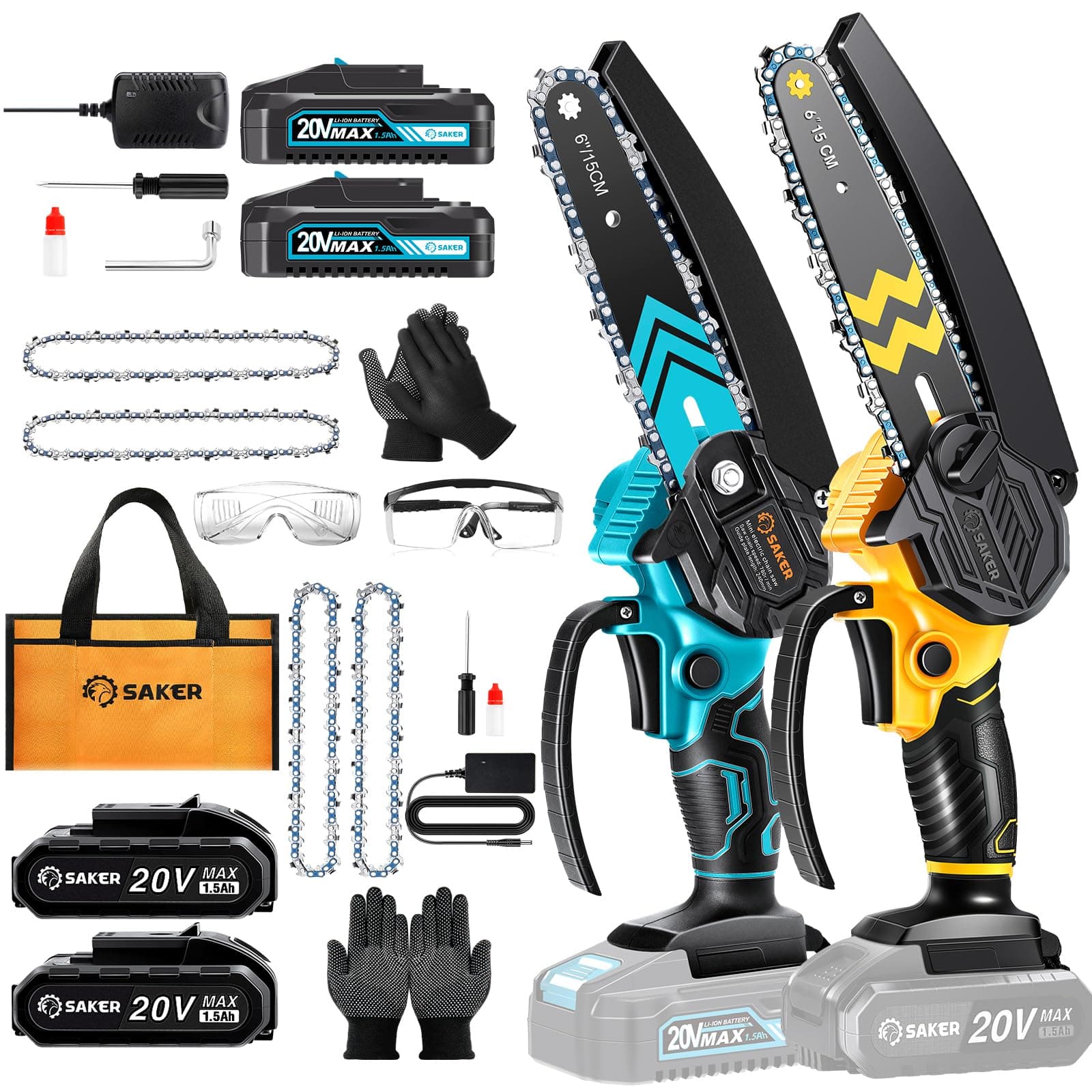 Saker Mini Chainsaw 6-Inch Cordless Upgrade Security Lock