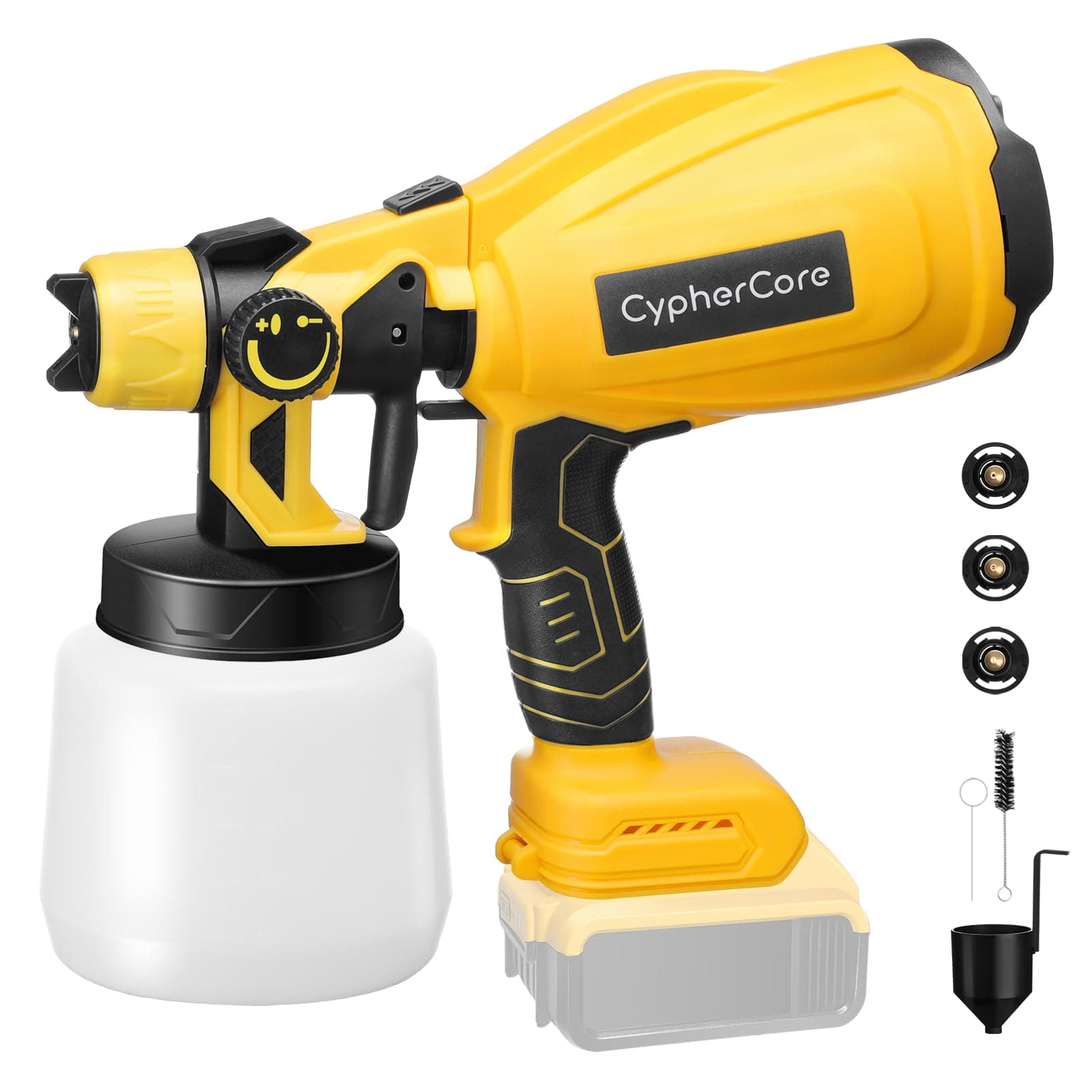 20V MAX Cordless Paint Sprayer, 700W, 1000ml, 3 Copper Nozzles, Power Spray Gun for House Painting
