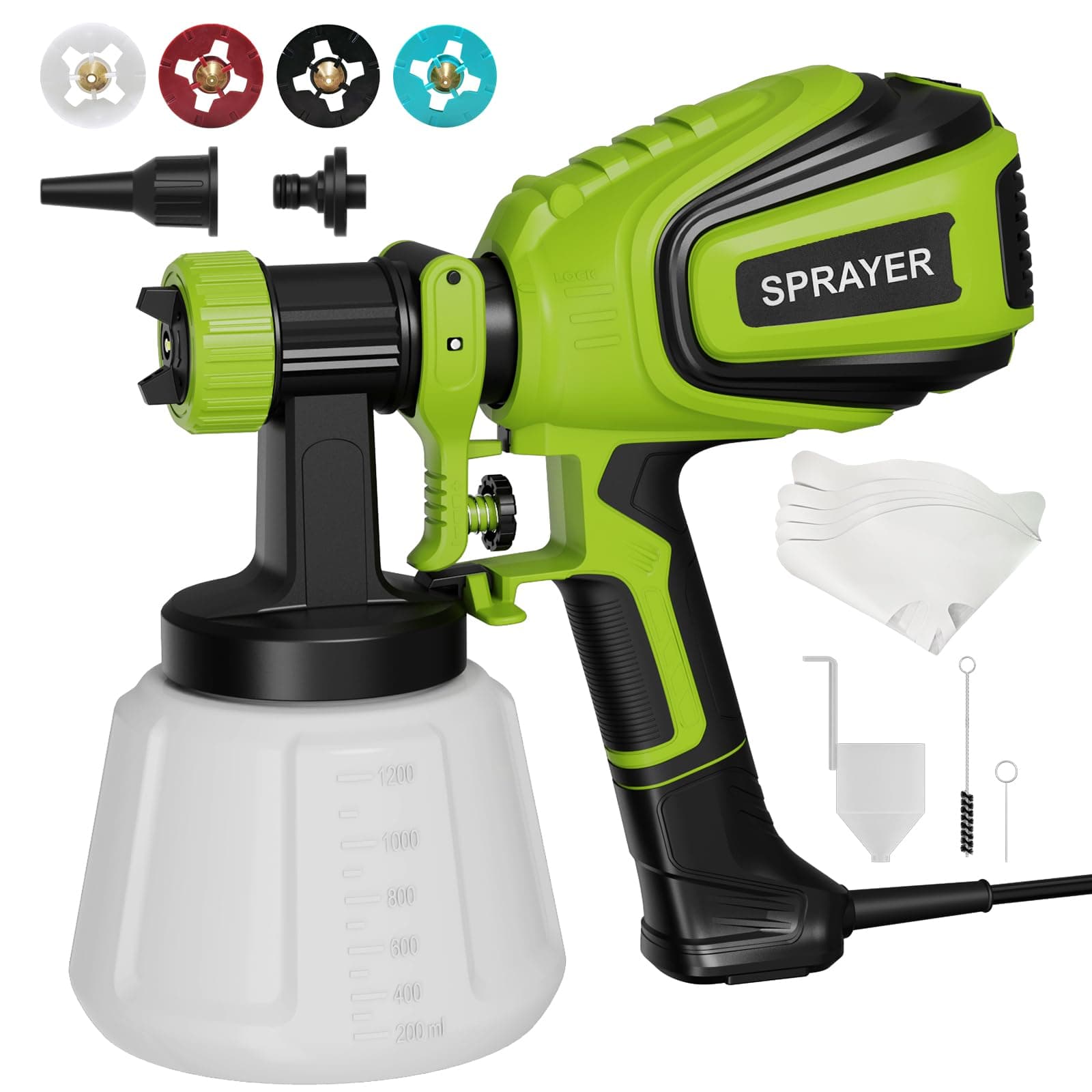 Electric Paint Sprayer with 4 Nozzles and 3 Patterns - Easy to Clean for Home Use