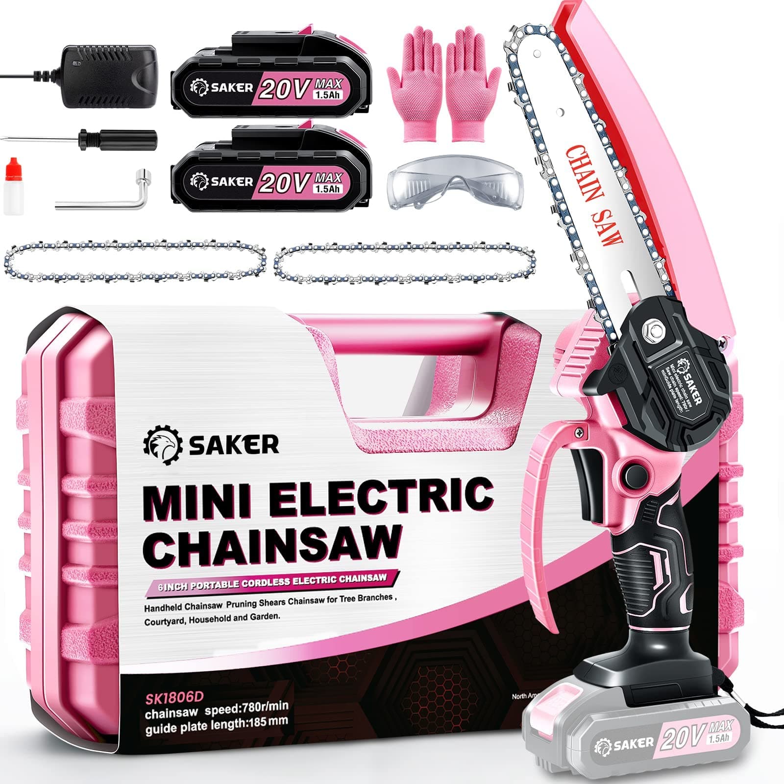 Saker Mini Electric Chainsaw Kit with Pink Color